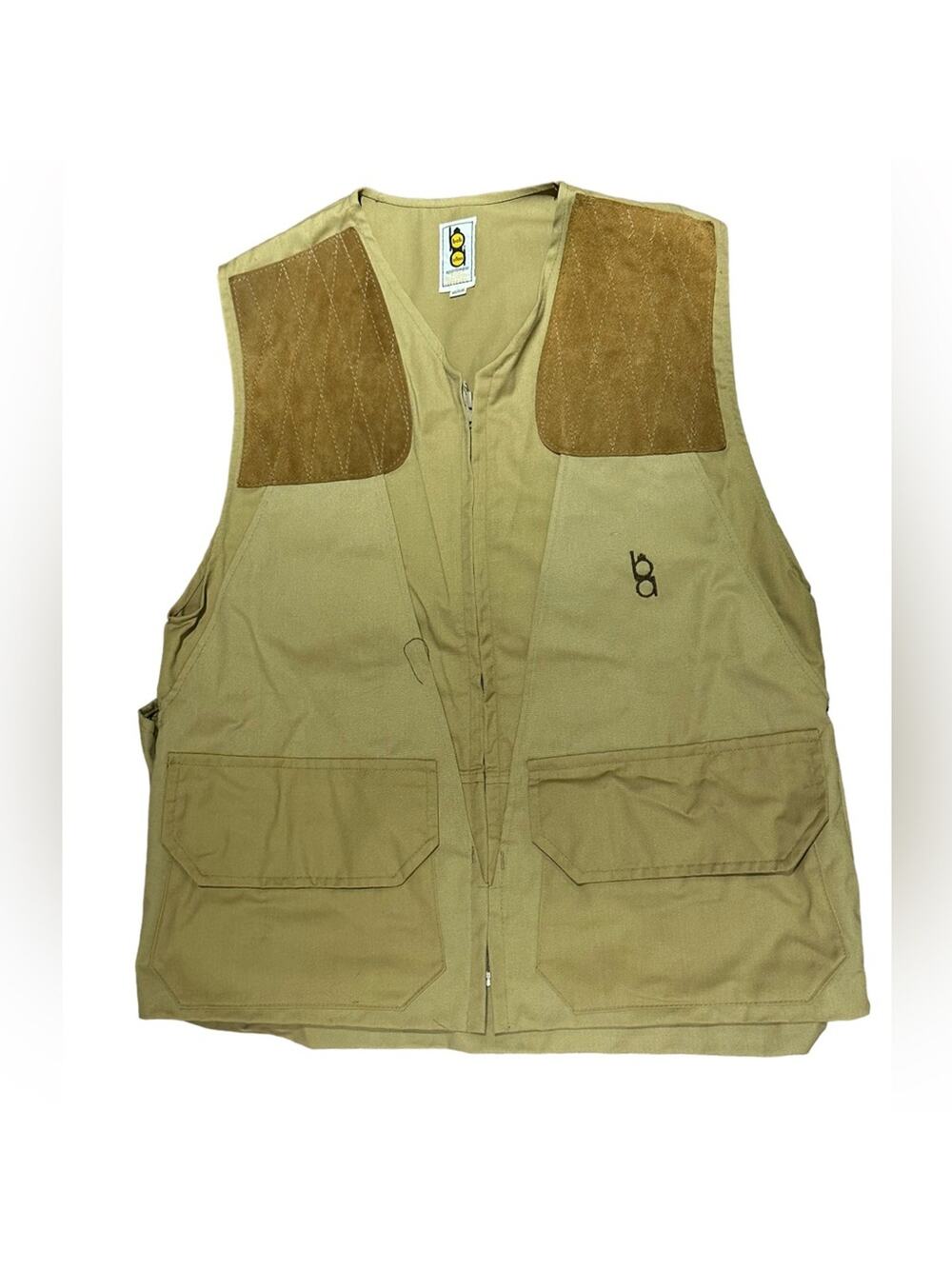 Bob Allen Mens Medium Khaki Tan Hunting Shooting Vest with Suede Shoulders